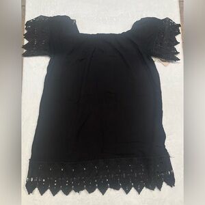 Black Lace Trim Women's Top